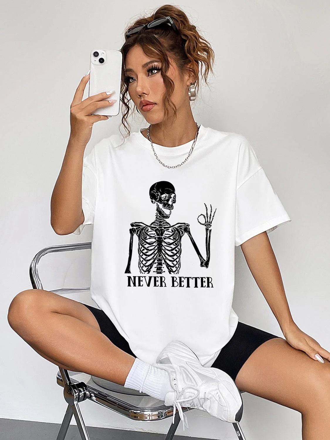 unique kulture skeleton graphhic tee 