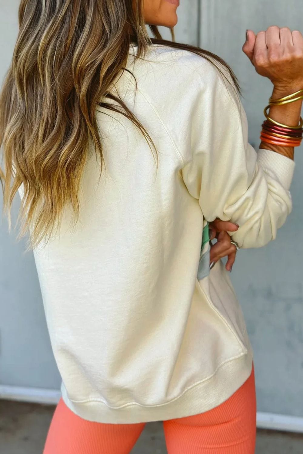 Contrast Round Neck Long Sleeve Sweatshirt