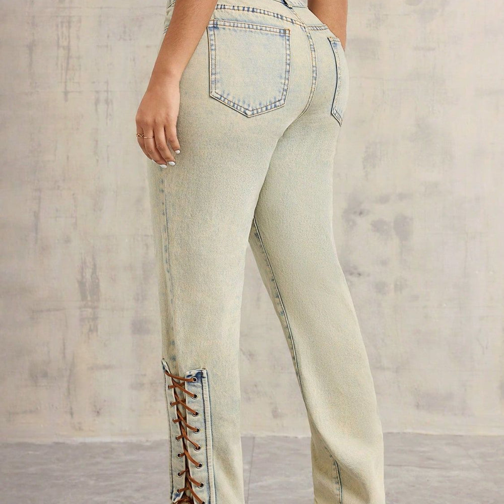 29a5e997-9b66-Women's high-rise jeans featuring stylish lace-up detailing, available in various cuts including skinny, straight leg, and flare. Crafted from premium denim blends for comfort and durability, these jeans offer a fashionable twist on classic styles, perfect for adding a unique touch to your wardrobe-9005-e12b31328b85-Max