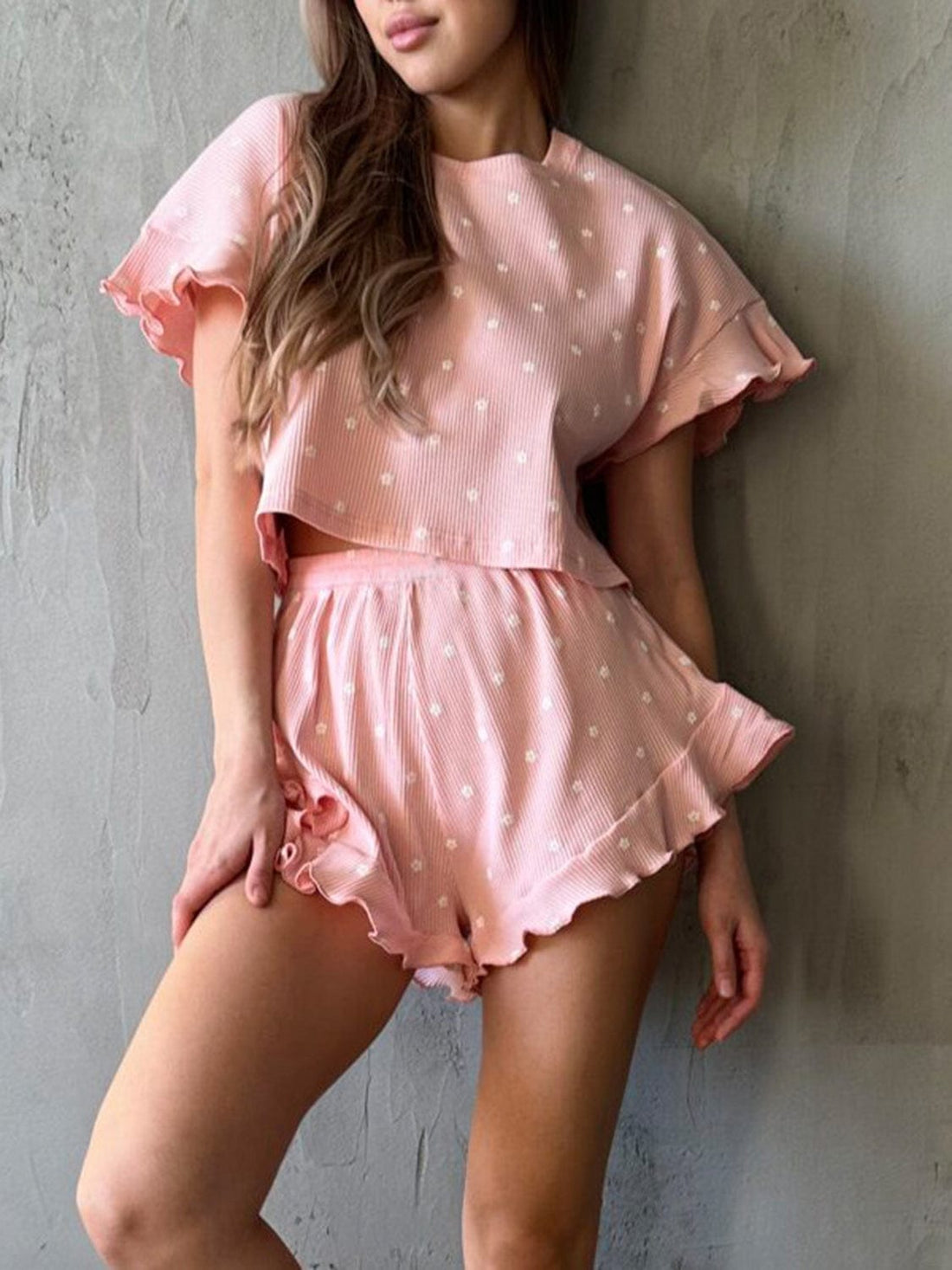 Round Neck Top and Shorts Set