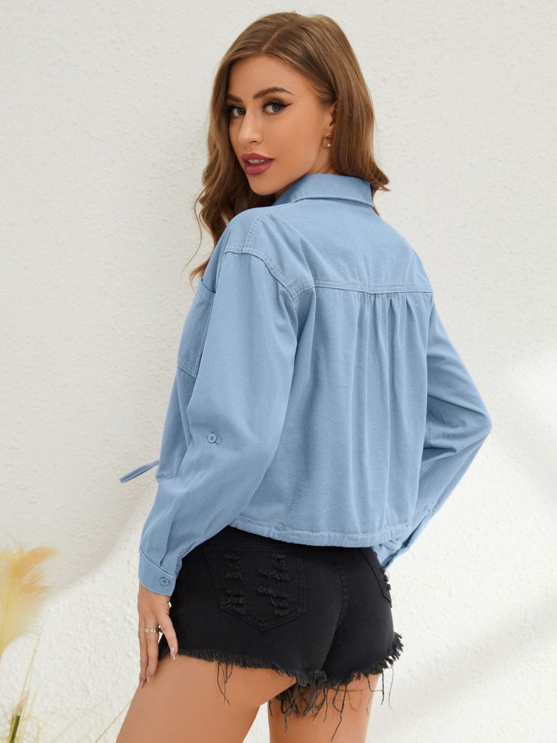 "Collared neck long sleeve shirt in a vibrant blue color, featuring a modern fit and stylish design, perfect for casual or semi-formal occasions