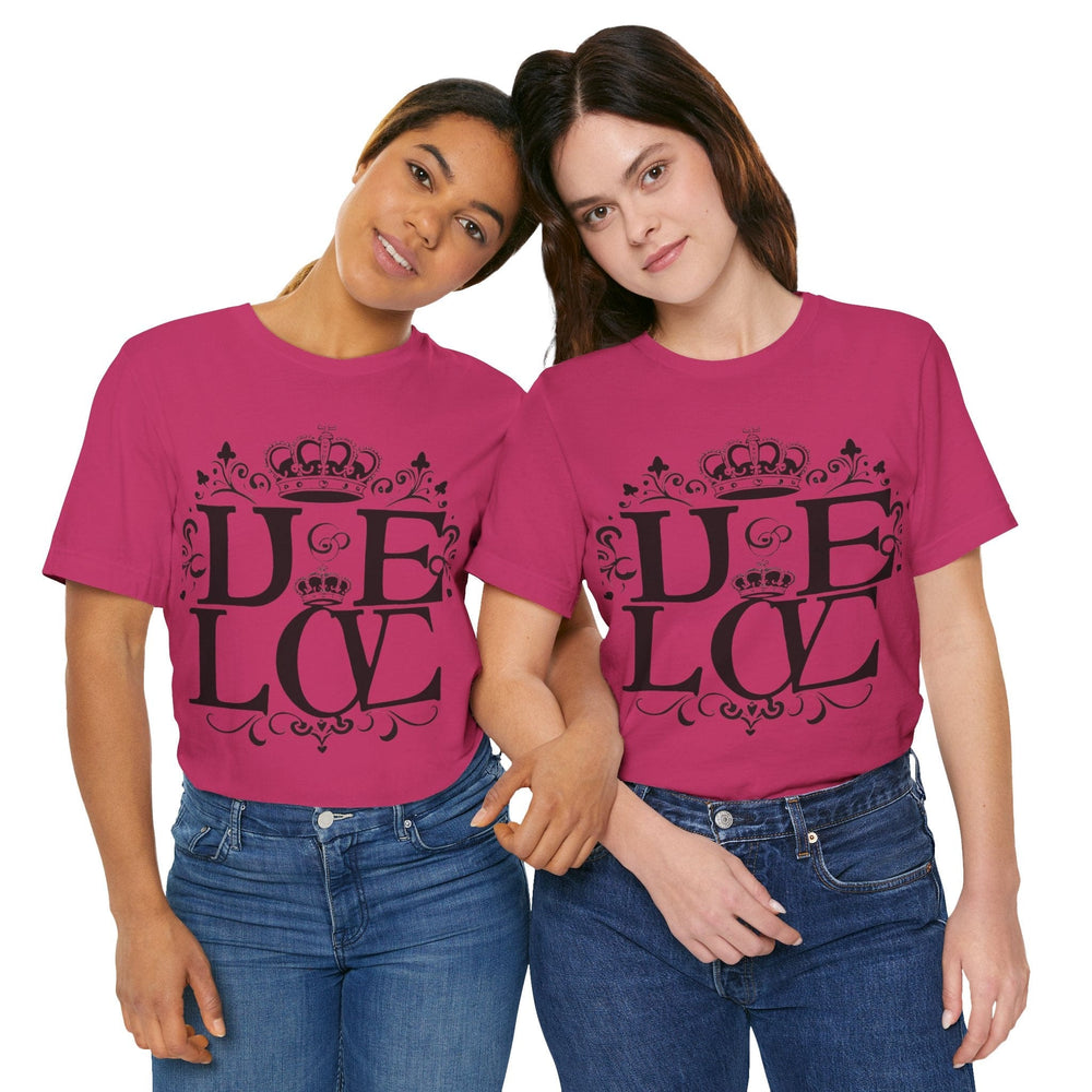 love black unique kjulutre designer t shirt  universal print front and black love desighn king and queen crown