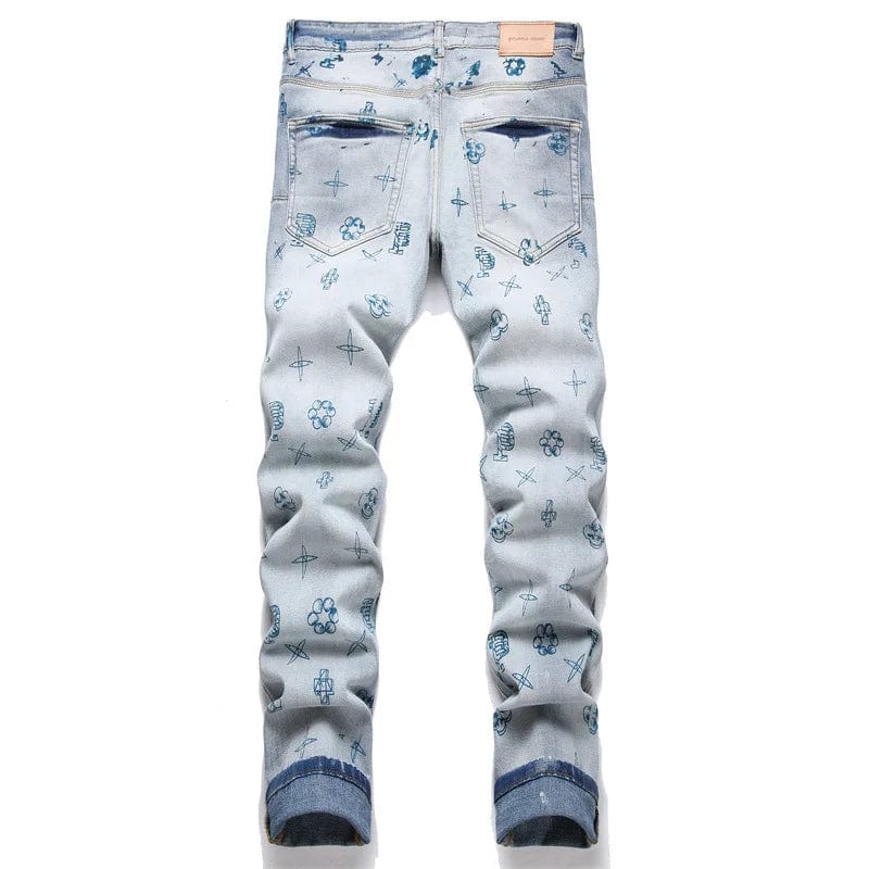 unique kulture designer fashion blue leg jeans  