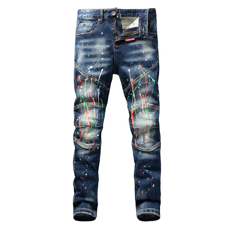 unique kulture spliced designer pants colorful splash 