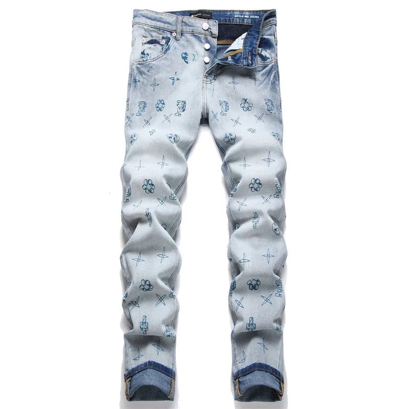 unique kulture designer fashion blue leg jeans  