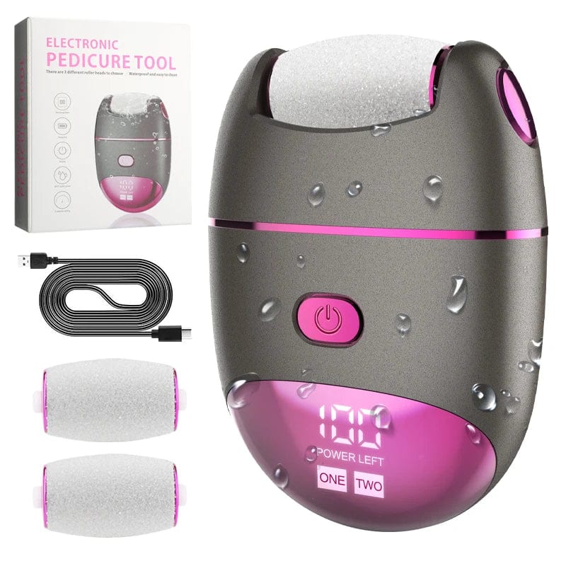 "USB Rechargeable Electric Foot File by HDSAL, designed for effective callus removal and foot care. The device features an ergonomic design, multiple grinding heads, and a sleek, portable build, perfect for achieving smooth, healthy feet at hom