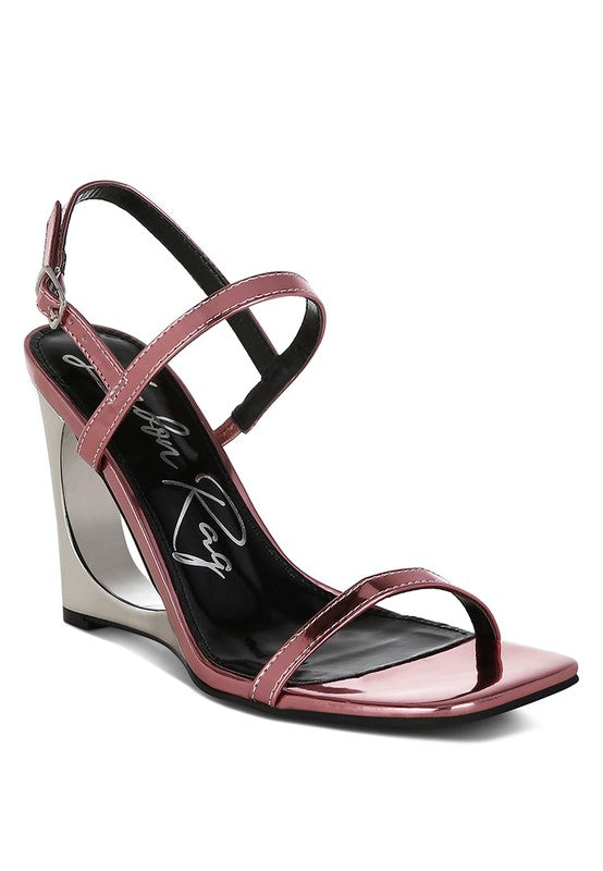 Ladra metallic fantasy wedge heel sandals with cut-out detail by Unique Kulture

