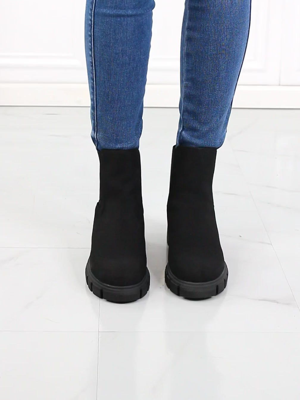 MMShoes Work For It Matte Lug Sole Chelsea Boots in Black