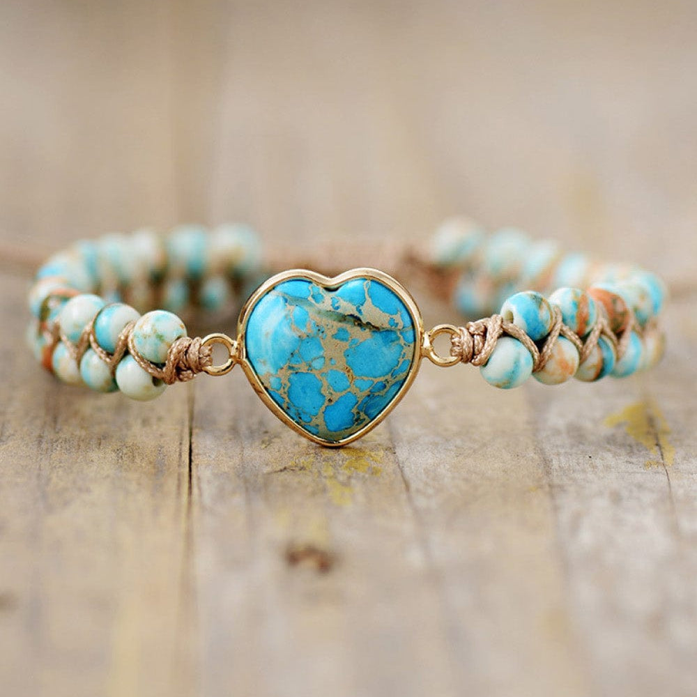 Handmade Heart Shape Natural Stone Bracelet Unique Kulture Designer Fashion
