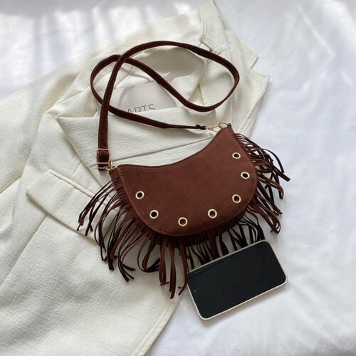 Black leather crossbody bag with stylish