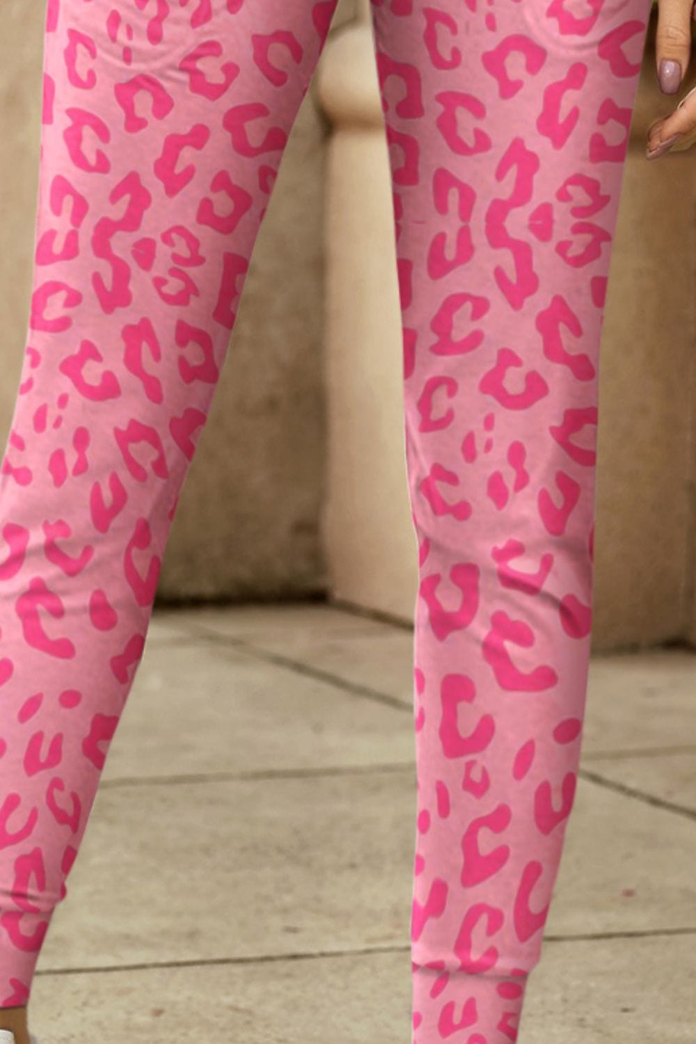 Leopard Print Wide Waistband Skinny Pants