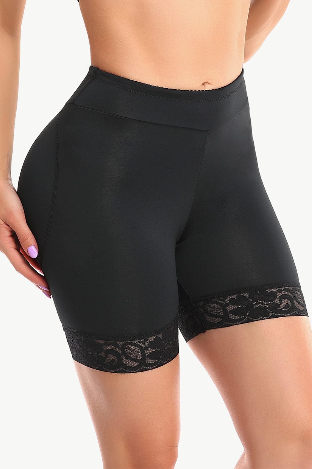 Full Size Lace Trim Pull-On Shaping Shorts
