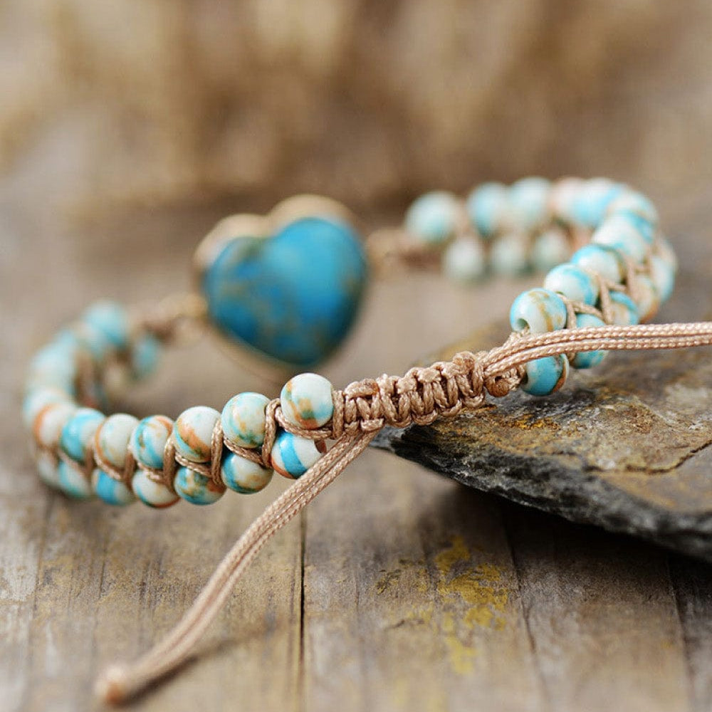 Handmade Heart Shape Natural Stone Bracelet Unique Kulture Designer Fashion