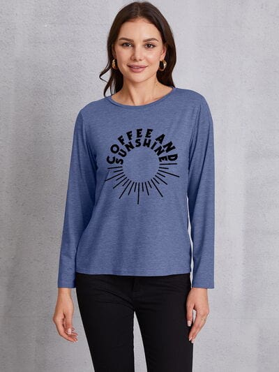 COFFEE AND SUNSHINE Round Neck Long Shirt