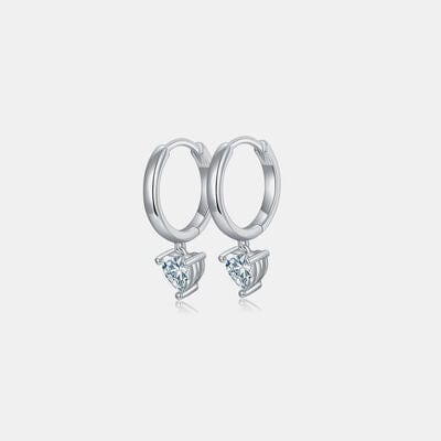 1 Carat 925 Sterling Silver Heart Earrings