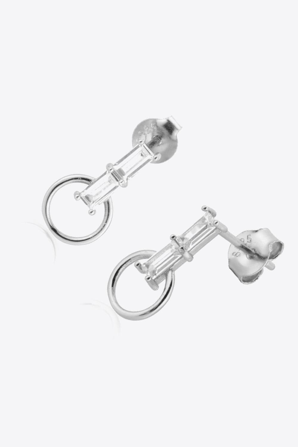 Zircon 925 Sterling Silver Hoop Drop Earrings