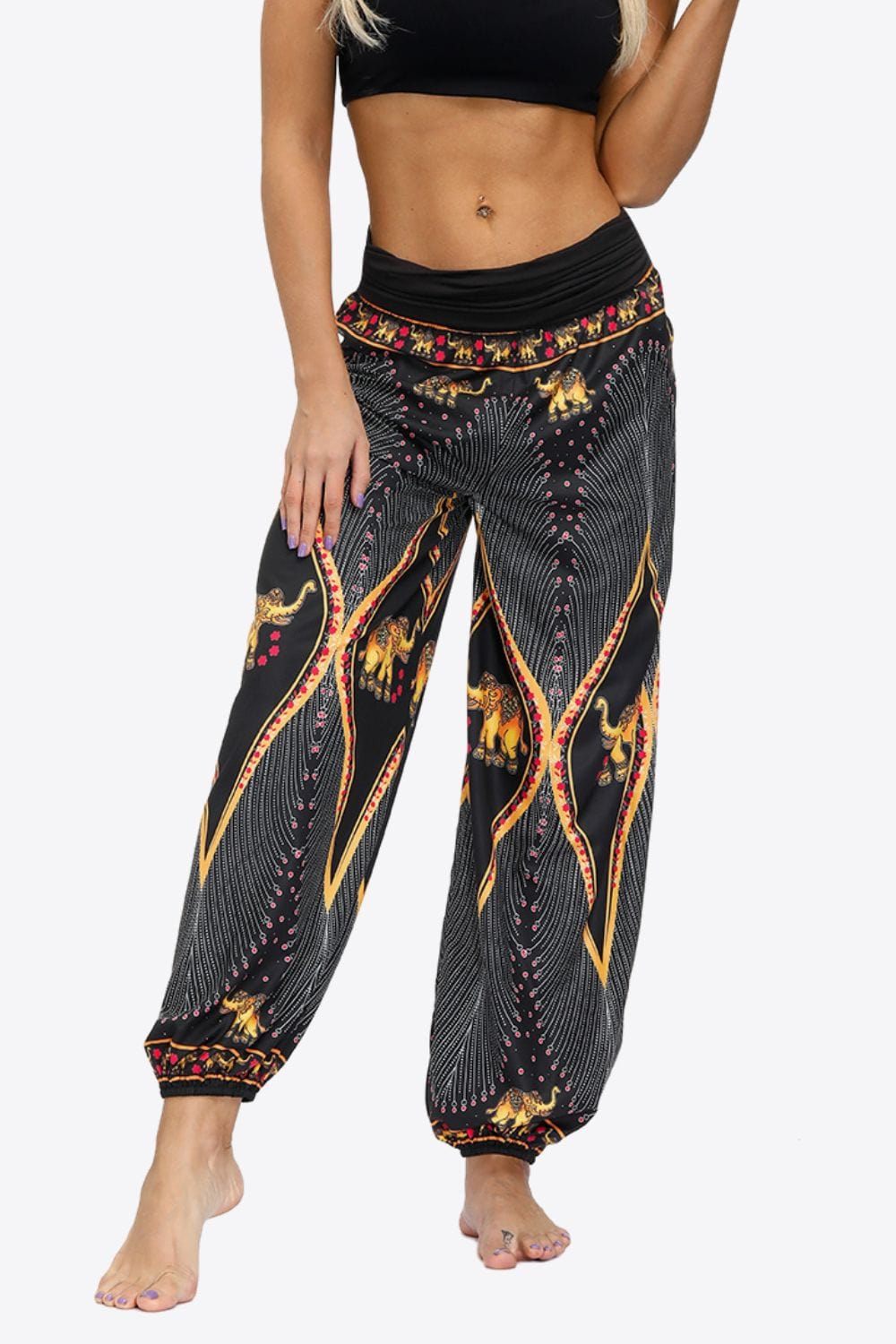 Exotic Style Printed Ruched Pants