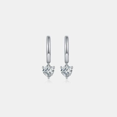 1 Carat 925 Sterling Silver Heart Earrings