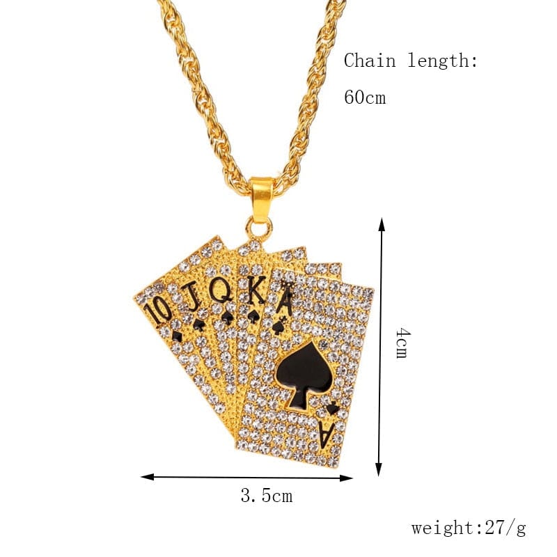 Enamel Playing Cards Pendants Necklaces