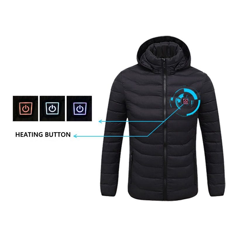 2021 NWE Men Winter Warm USB Heating Jackets Smart Thermostat Pure Color Hooded Heated Clothing Waterproof Warm Jackets unique kulture designer fashion