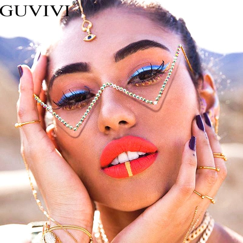 GUVIVI   Diamond Steampunk Sunglasses Frames Unique Kulture Designer Fashion Glasses