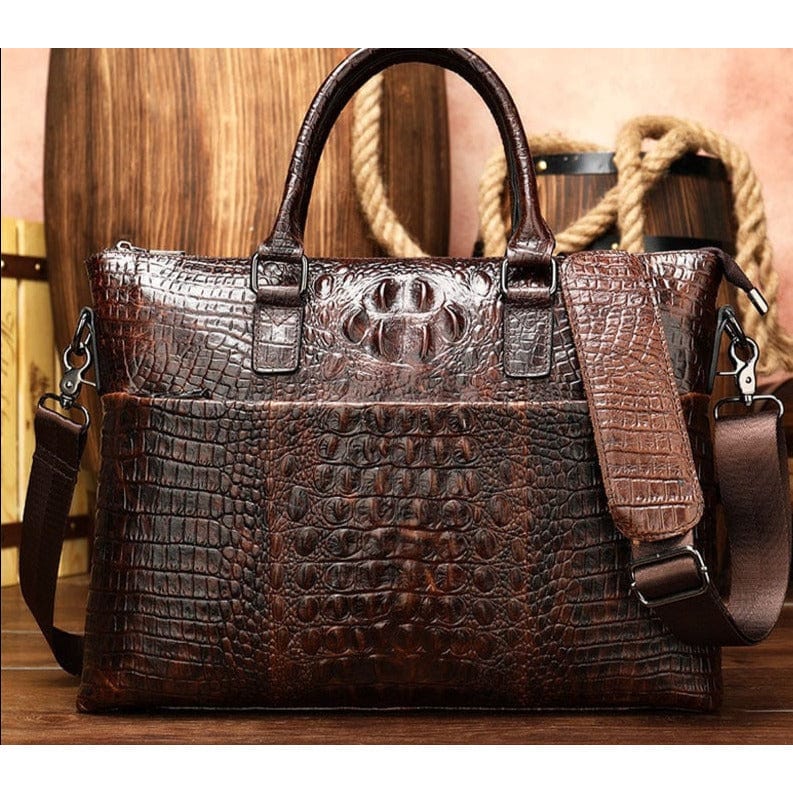 genuine crocodile leather money bag for men sleek brieface lap top bag for computers and accessories unique kulture designer fashion