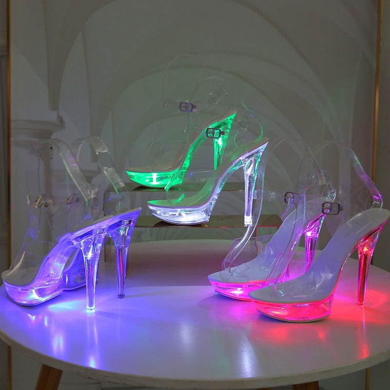 glow high light light heels stripper heels unique kulutre designer fashion 