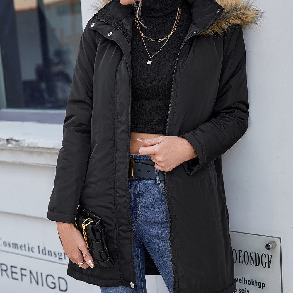 Faux Fur Trim Hooded Puffer Jacket Coat Unique Kulture Designer Fashion
