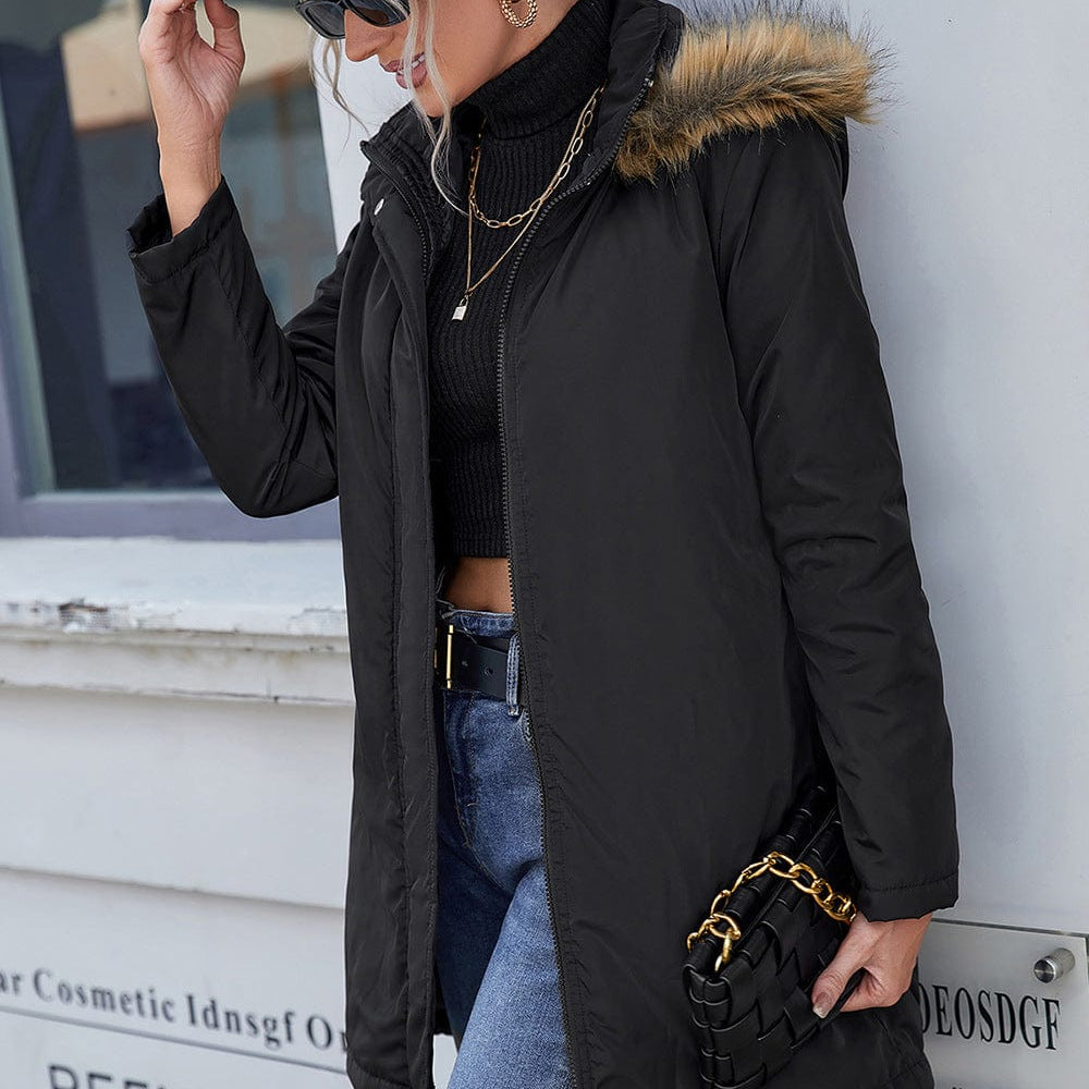 Faux Fur Trim Hooded Puffer Jacket Coat Unique Kulture Designer Fashion