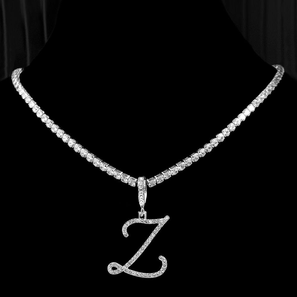 Cursive Letters Cubic Zirconia Chain Initial Chain