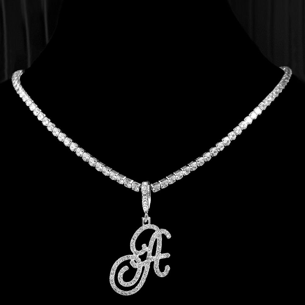 New Cursive Letters Cubic Zirconia Chain Intial Chain
