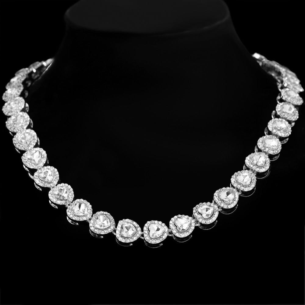 Paved Crystal Heart Cuban Link Chain