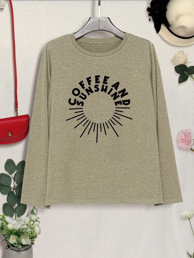 COFFEE AND SUNSHINE Round Neck Long Shirt