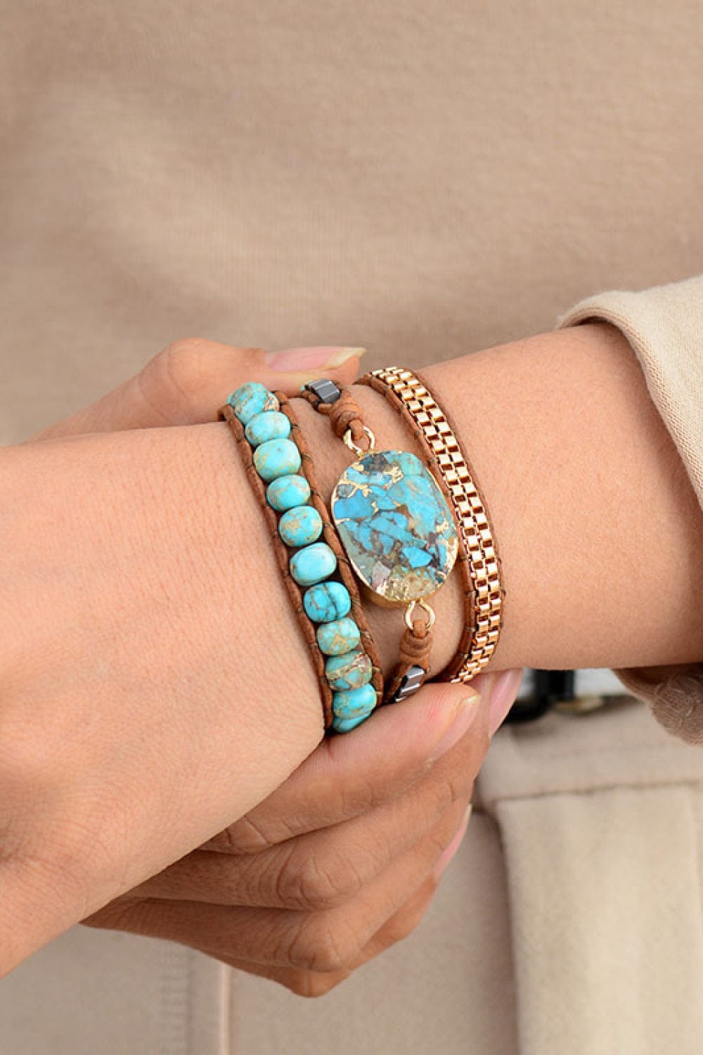 Handmade Natural Stone Copper Bracelet Unique Kulture Designer Fashion