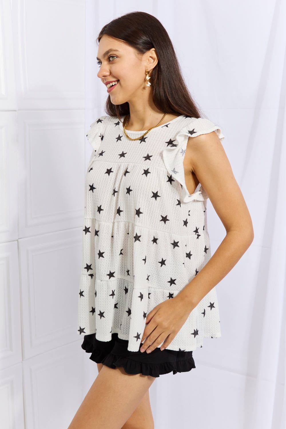 Heimish Shine Bright Full Size Butterfly Sleeve Star Top
