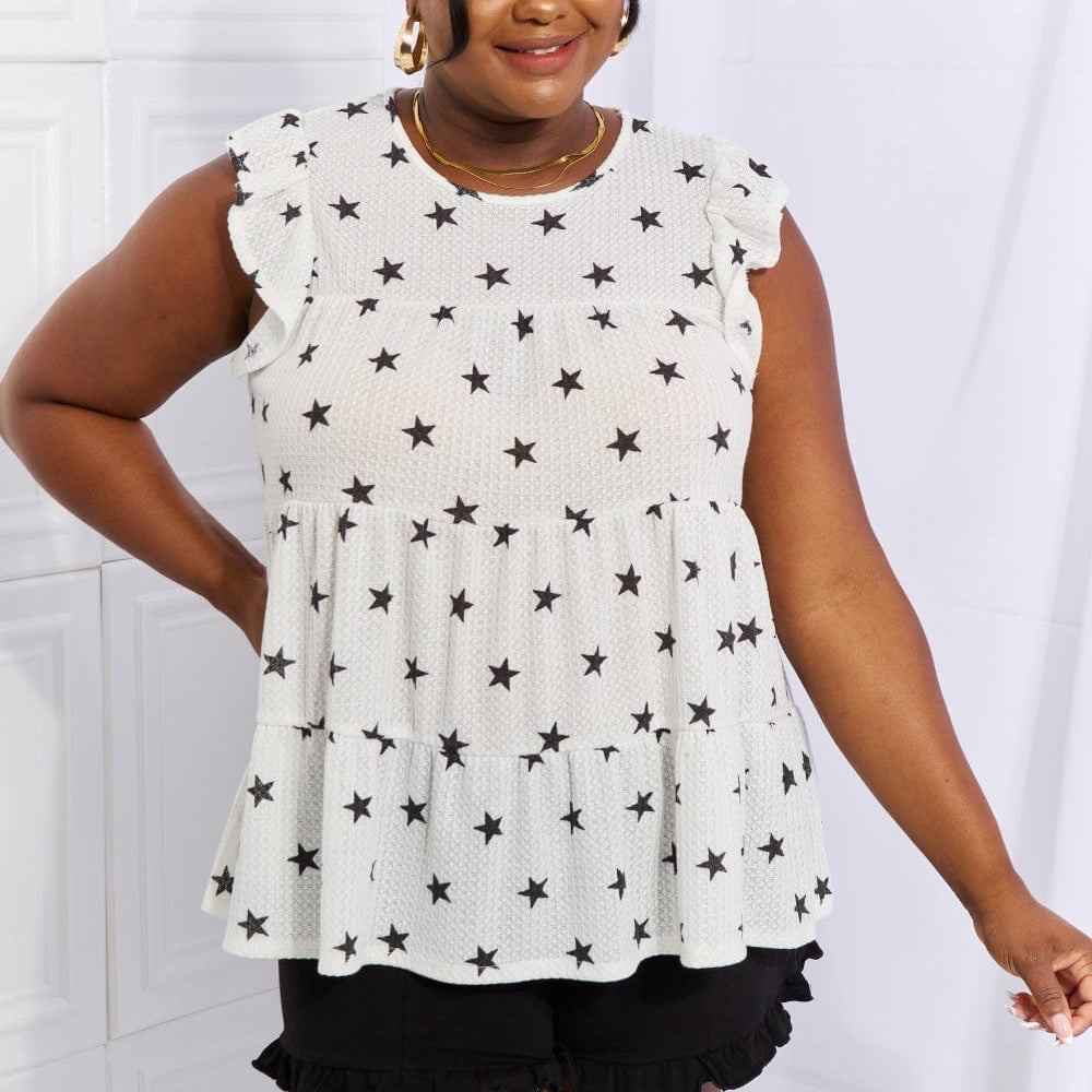 Heimish Shine Bright Full Size Butterfly Sleeve Star Top Unique Kultue Designer Fashion