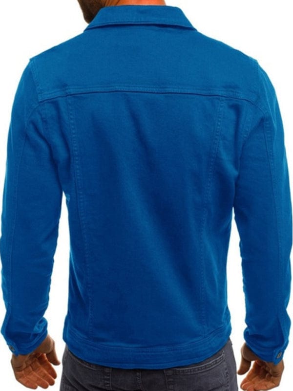 Men Denim Jackets Casual Lapel Single Breasted Jacket Slim Fit Cotton  Outwear | eBay