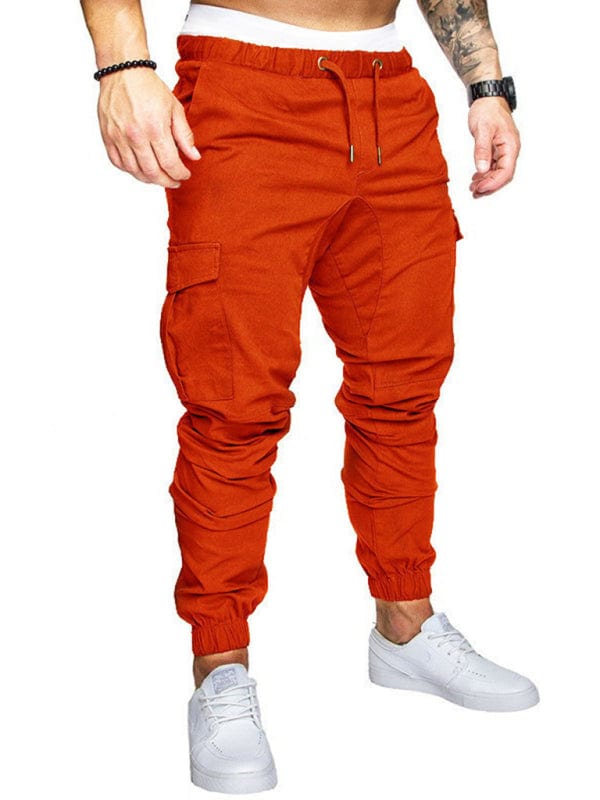 Men's Solid Color Casual Tether Elastic Sports Baggies Men's Trousers