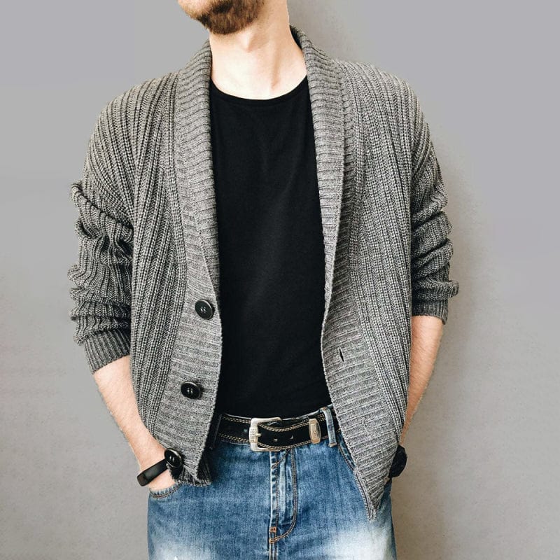 Men's Solid Color Single Breasted Casual Knit Cardigan