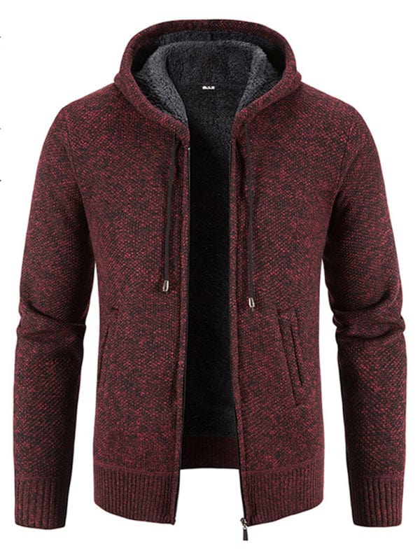Men's casual knitted hooded zipper jacket