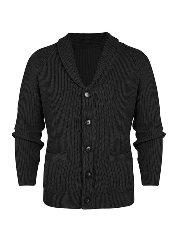 Men's new style lapel long sleeve knitted jacket fashion sweater