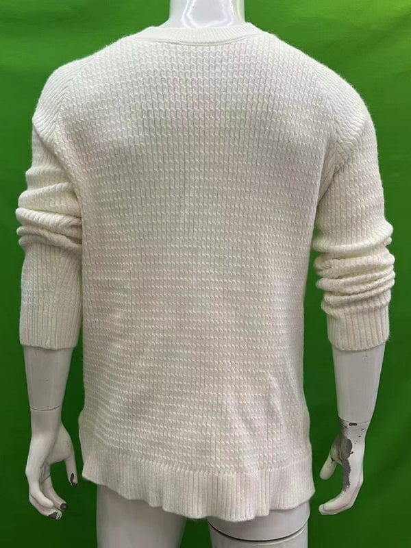 Men's Casual Fashion Shoulder Contrast Color Long Sleeve Knitted Sweater