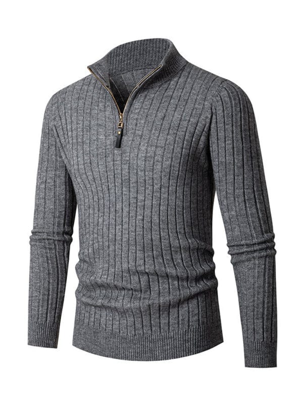 Men's casual solid color round neck stretch knitted sweater
